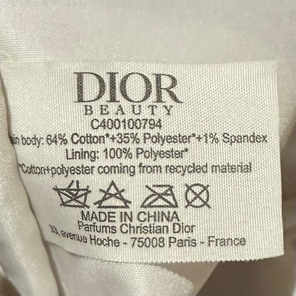 DIOR NIB Creme White Denim Cosmetic Case Pouch Makeup Bag Metallic Gold LOGO - Picture 5 of 5